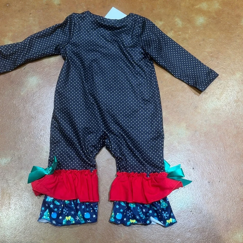 New Festive Snowman Baby Romper with Ruffle Accents